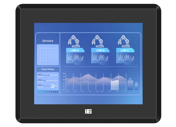 DM2-W121GL-HL-R10 - 12.1" IEI 1000 cd/m² Monitor, VGA, HDMI, DisplayPort, USB
