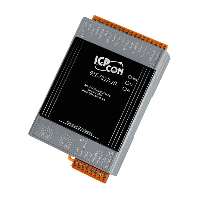 ET-7217-10 CR ICP DAS Remote IO Modbus TCP with 2 LAN, 10 Differential/20 Single-Ended AI