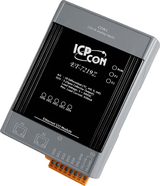 ICP DAS Remote IO Modbus TCP with 2 LAN, 10 AI, 5 DO DB-1820