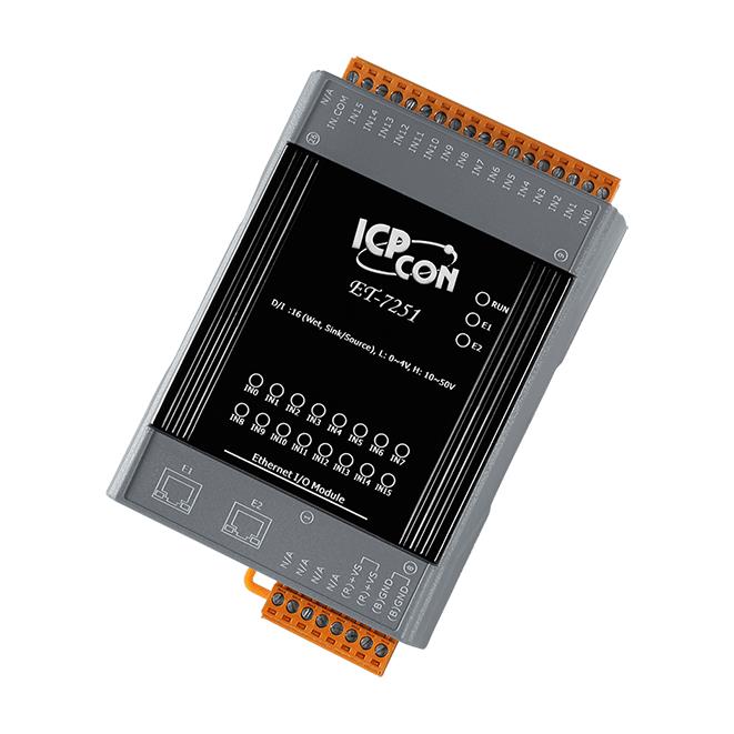 ET-7251 CR ICP DAS Remote IO Modbus TCP with 2 LAN and 16 DI