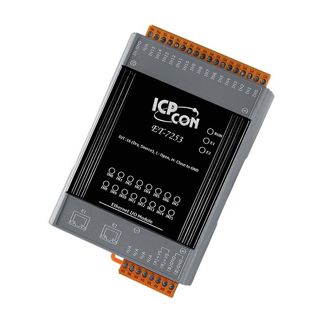 ET-7253 CR ICP DAS Remote IO Modbus TCP with 2 LAN and 16 DI