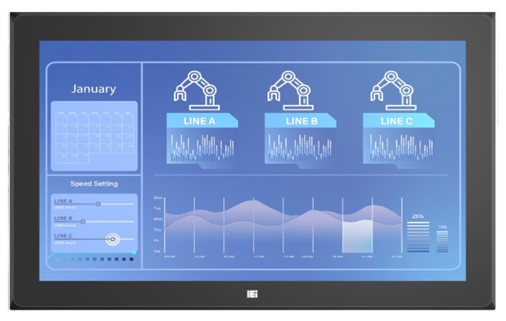 21.5" IEI Fanless Panel PC - i7 with 8GB RAM