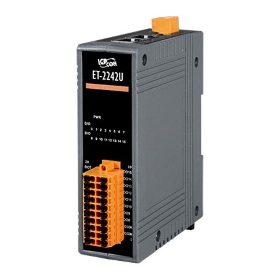 ET-2242U CR ICP DAS Remote IO Modbus TCP with 2 LAN and 16DO Source/Sink
