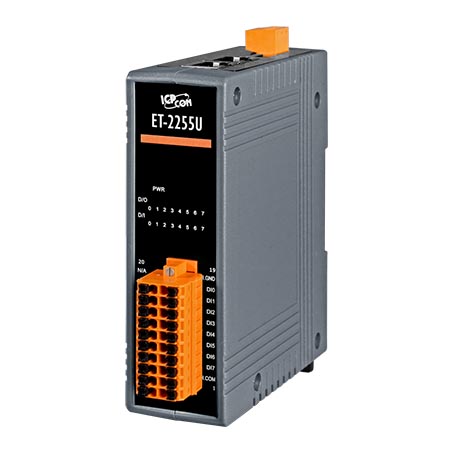 ICP DAS Remote IO Modbus TCP with 2 LAN, 8DI, 8DO