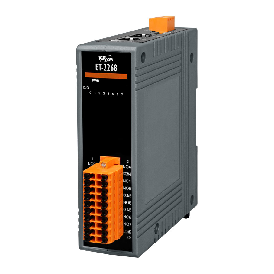 ICP DAS Remote IO Modbus TCP with 2 LAN, 4 Form A Relay, 4 Form C Relay