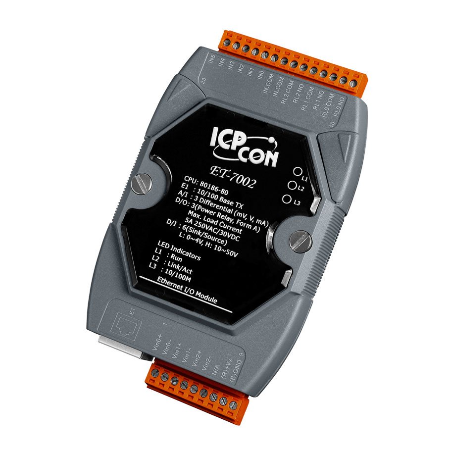 ICP DAS Remote IO Modbus TCP with 1 LAN, 3 AI, 6 DI, 3 DO