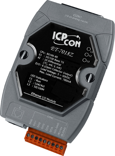 ICP DAS Remote IO Modbus TCP with 1 LAN, 10 Thermistor DB1820