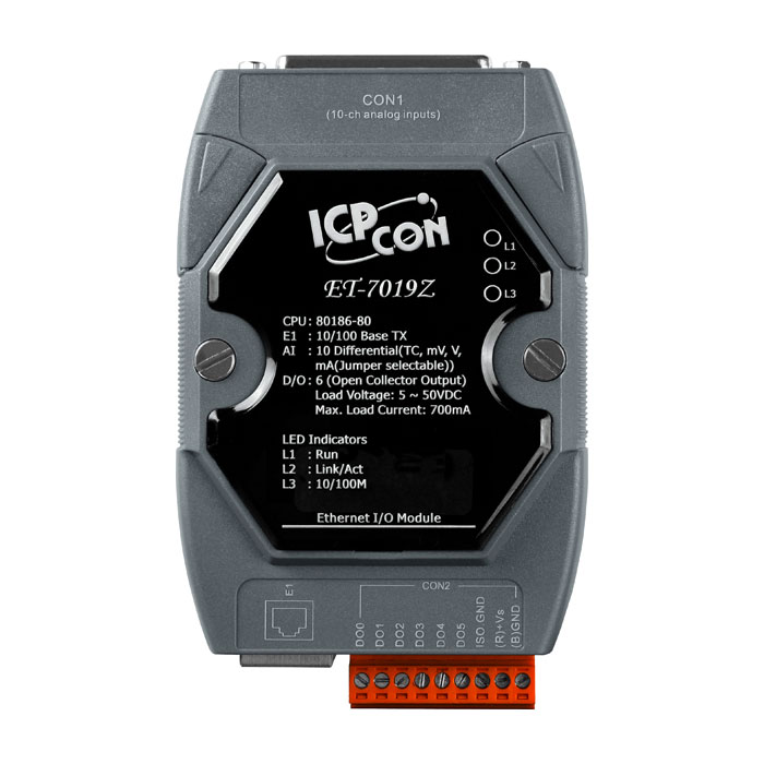 ICP DAS Remote IO Modbus TCP with 1 LAN and 10 Thermistor DB1822