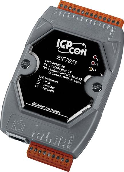 ICP DAS Remote IO Modbus TCP with 1 LAN and 16 DI Count