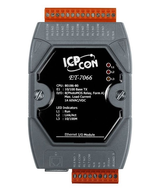 ICP DAS Remote IO Modbus TCP with 1 LAN and 8 Relay Output