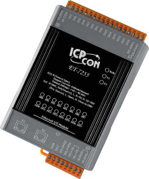 ICP DAS Remote IO Modbus TCP with 2 LAN, 8 DI, 8 DO (Source)
