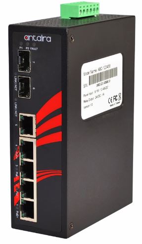 Antaira Unmanaged 5POE 2SFP Switch 24V