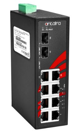 Antaira Unmanaged 8POE 2SFP Switch 12-36V